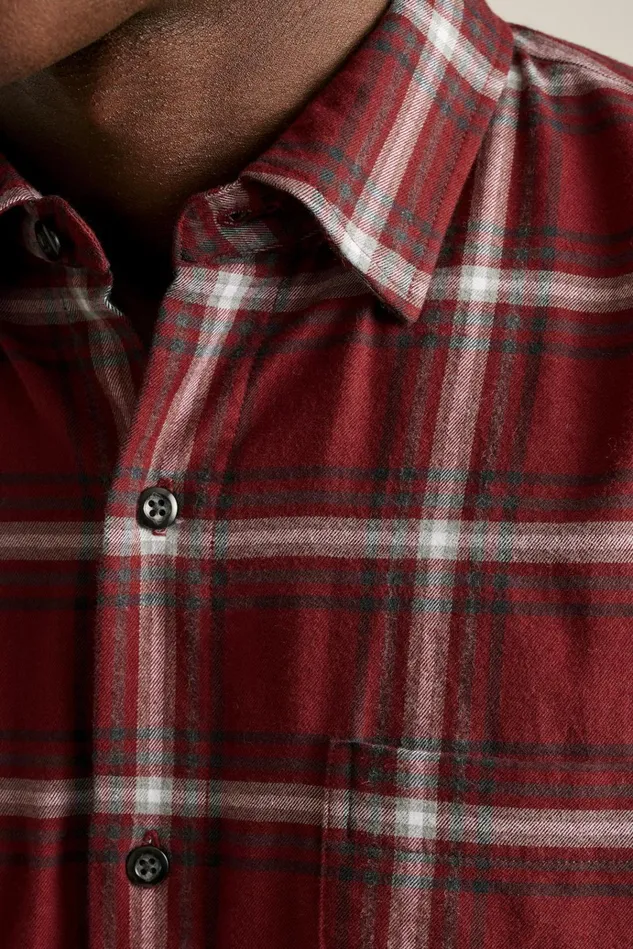 Men Flannels and Shirt Jackets Bonobos Everyday Lightweight Flannel Shirt Red Wellington Plaid