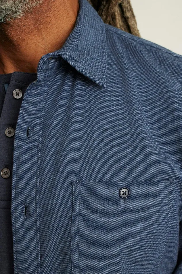 Men Flannels and Shirt Jackets Bonobos Fireside Flannel Shirt Blue Twill Dobby