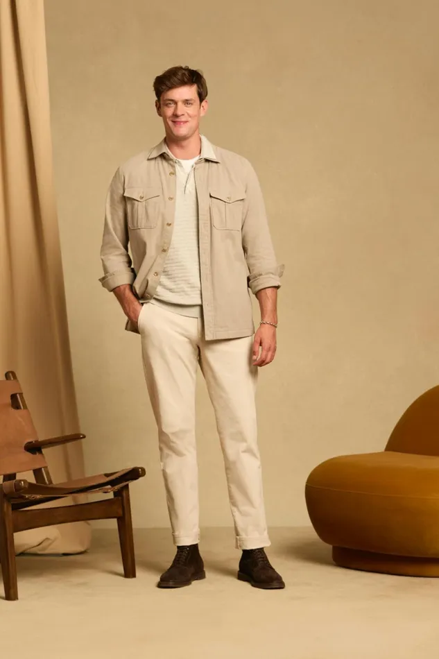 Men Flannels and Shirt Jackets Bonobos Moleskin Overshirt Heather Sand