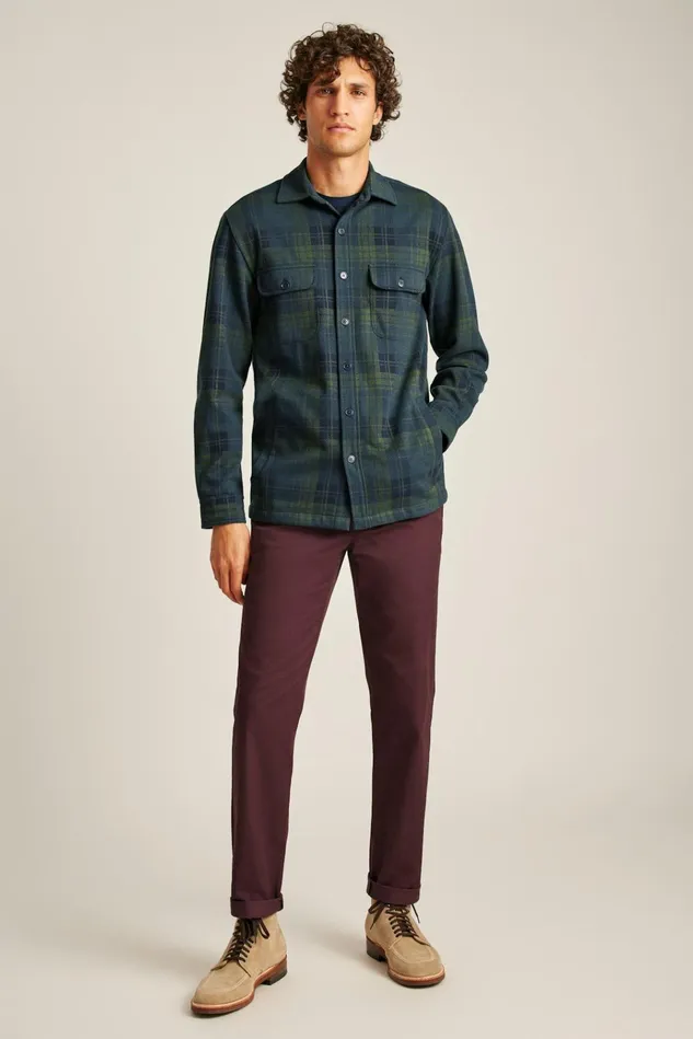 Men Flannels and Shirt Jackets Bonobos Sweater Overshirt Seaweed Plaid