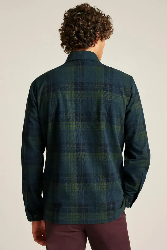 Men Flannels and Shirt Jackets Bonobos Sweater Overshirt Seaweed Plaid