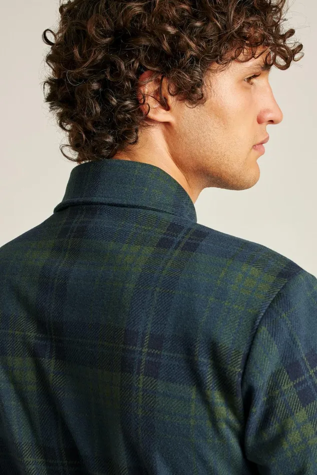 Men Flannels and Shirt Jackets Bonobos Sweater Overshirt Seaweed Plaid