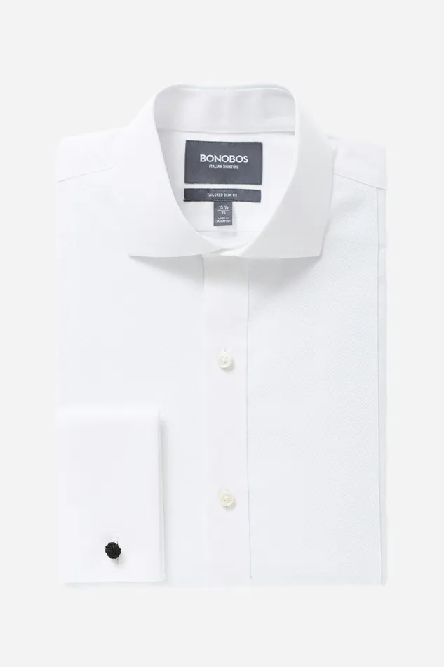 Men Formal Dress Shirts Bonobos Tuxedo Shirt White Pique Bib
