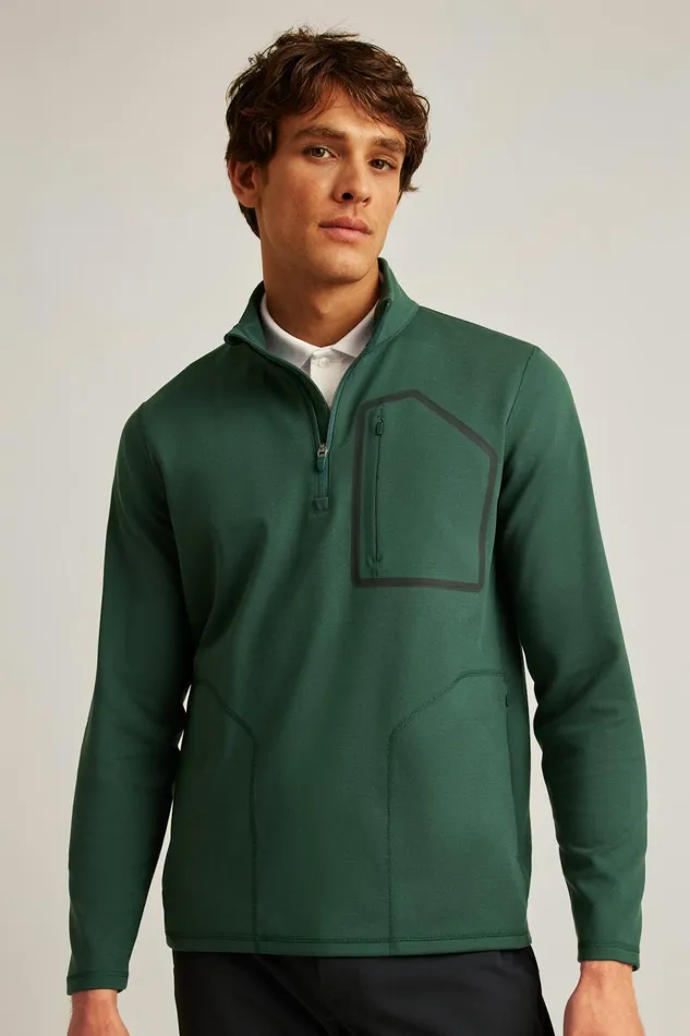 Men Golf Outerwear and Layering Bonobos The Elements Half Zip Green Gables