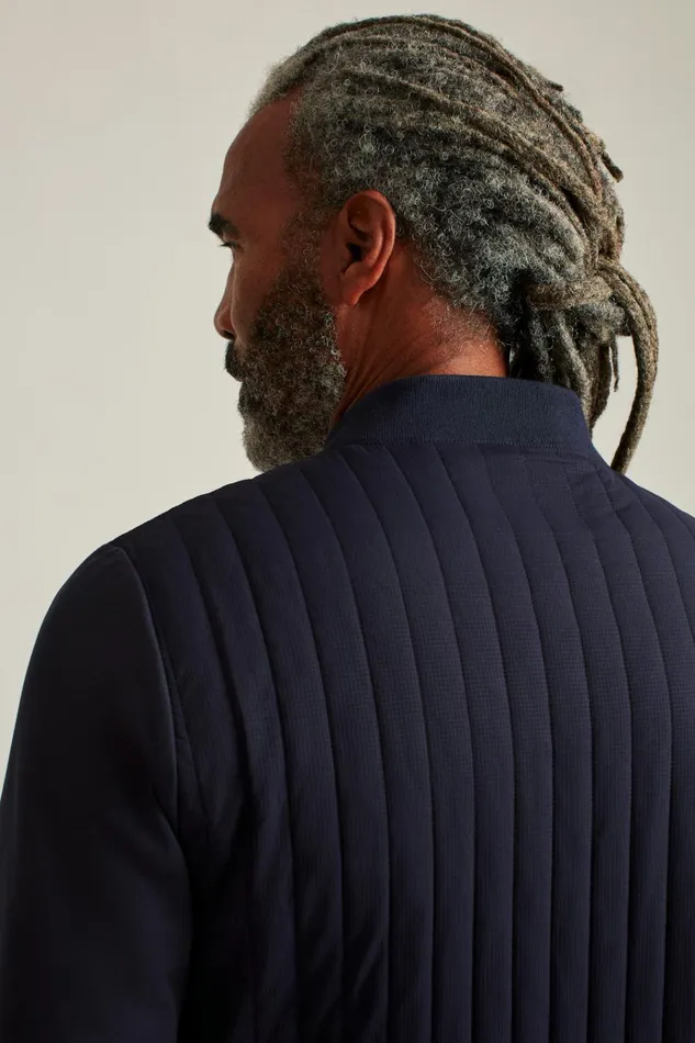 Men Golf Outerwear and Layering Bonobos The Elements Jacket Navy Vertical Stripe