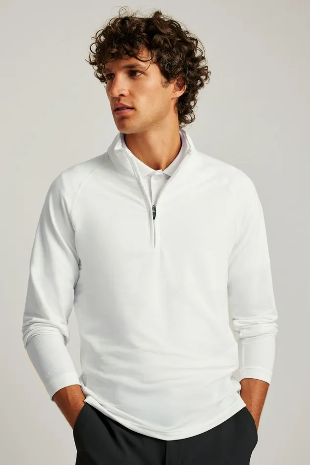 Men Golf Outerwear and Layering Bonobos The Playthrough Performance Golf Half Zip White