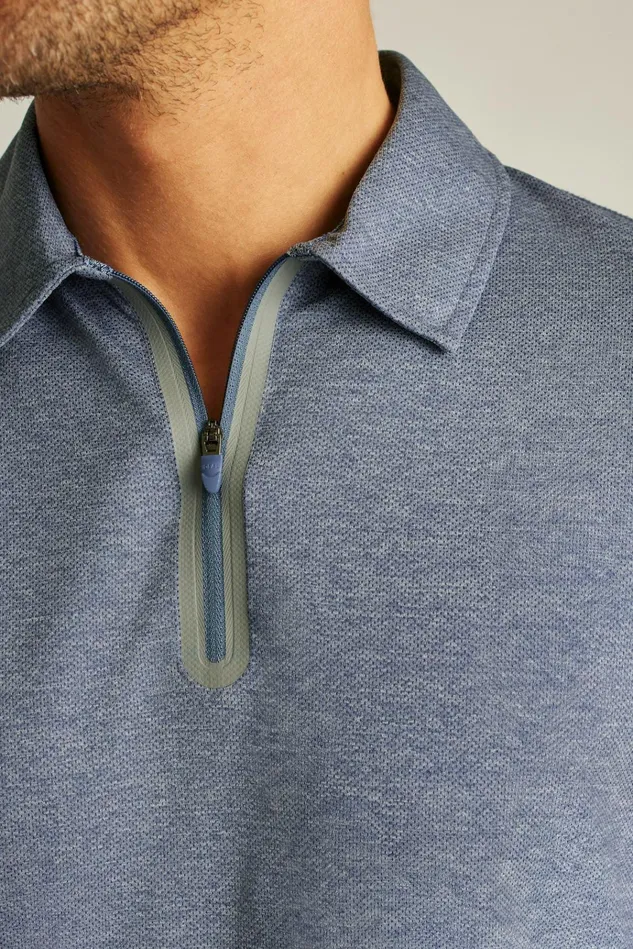Men Golf Polos and Tops Bonobos All Day Zip Golf Polo Space Blue