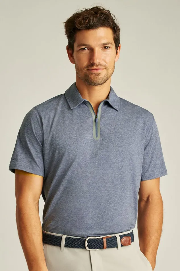 Men Golf Polos and Tops Bonobos All Day Zip Golf Polo Space Blue