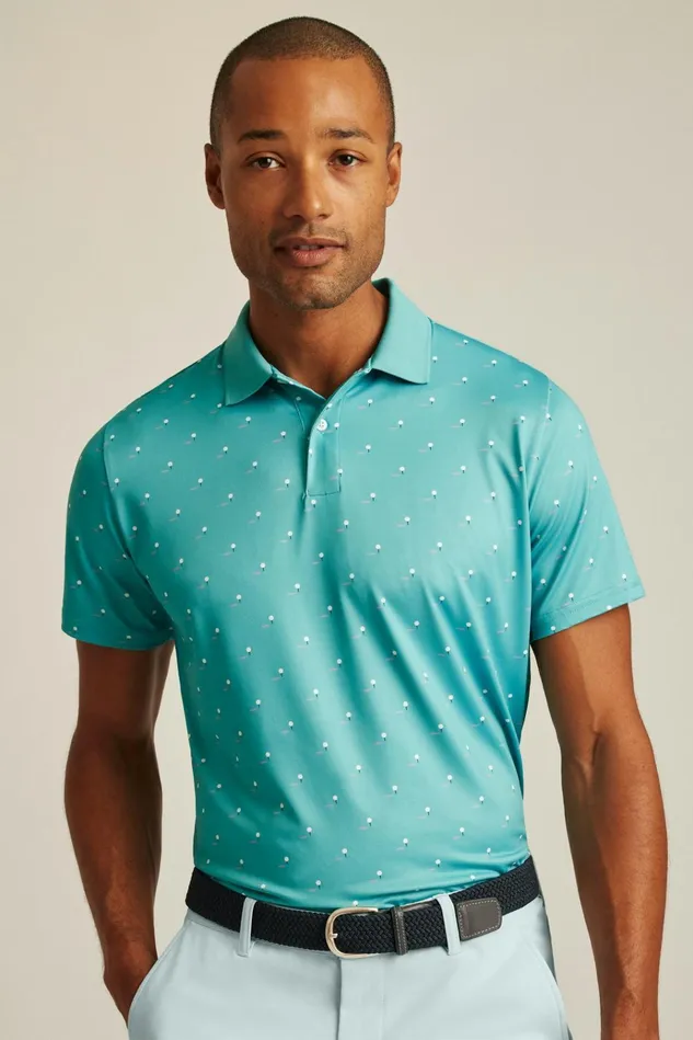 Men Golf Polos and Tops Bonobos Limited Edition Performance Golf Polo Aqua Blue Aces