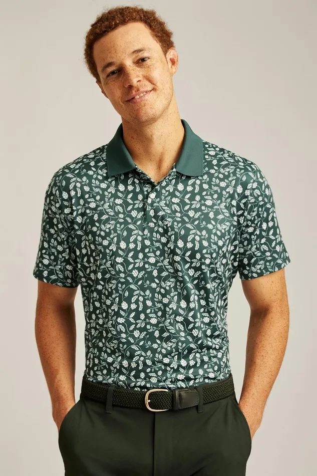 Men Golf Polos and Tops Bonobos Limited Edition Performance Golf Polo Moss Hops