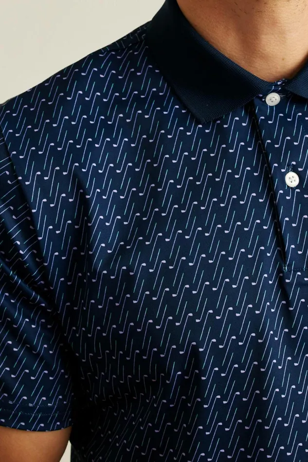 Men Golf Polos and Tops Bonobos Limited Edition Performance Golf Polo Navy Golf Club Geo