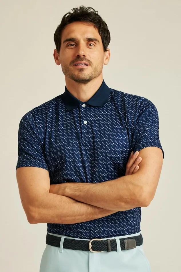 Men Golf Polos and Tops Bonobos Limited Edition Performance Golf Polo Navy Golf Club Geo