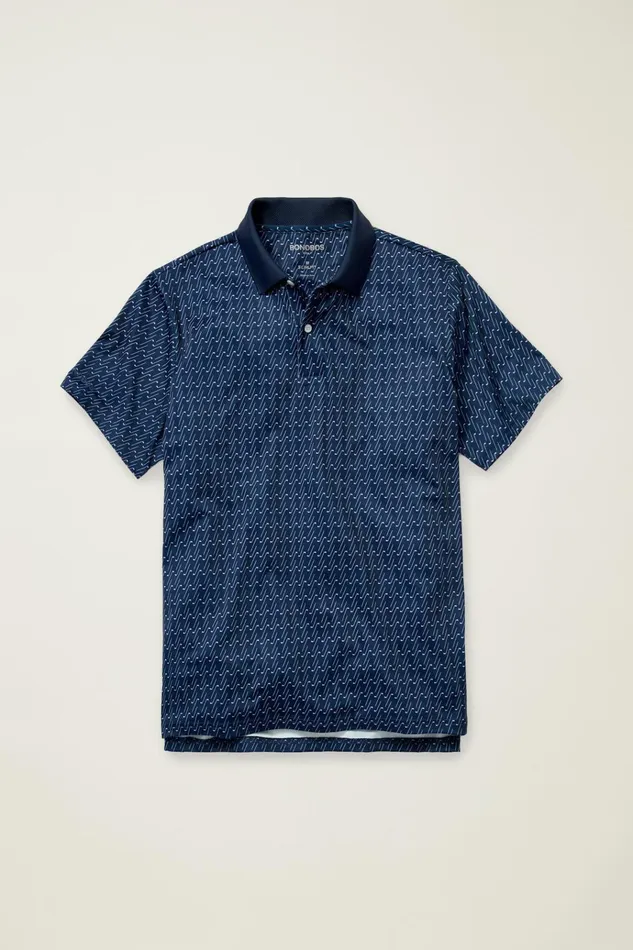Men Golf Polos and Tops Bonobos Limited Edition Performance Golf Polo Navy Golf Club Geo