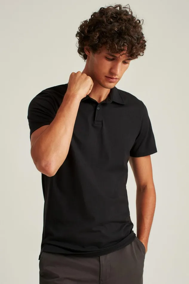 Men Golf Polos and Tops Bonobos Pima Performance Polo Jet Black