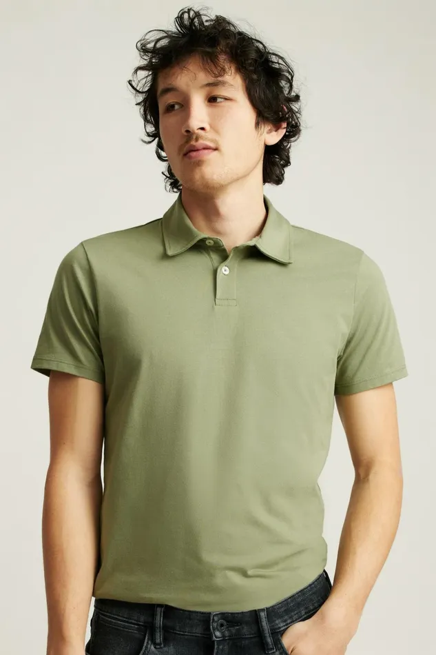 Men Golf Polos and Tops Bonobos Pima Performance Polo Moss Green