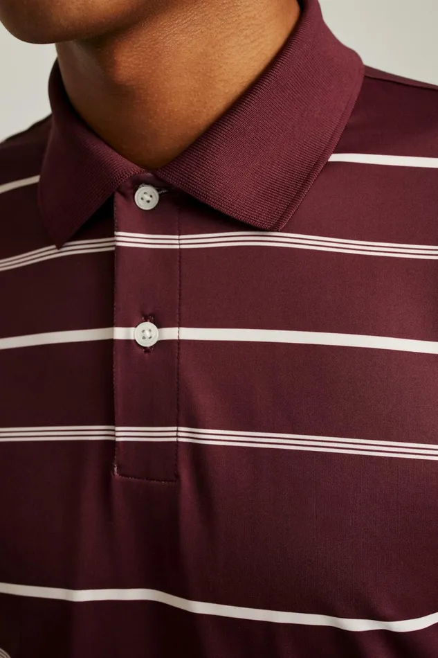 Men Golf Polos and Tops Bonobos The Performance Golf Polo Burgundy White Stripe