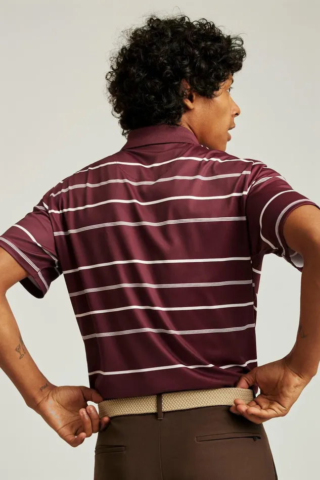 Men Golf Polos and Tops Bonobos The Performance Golf Polo Burgundy White Stripe