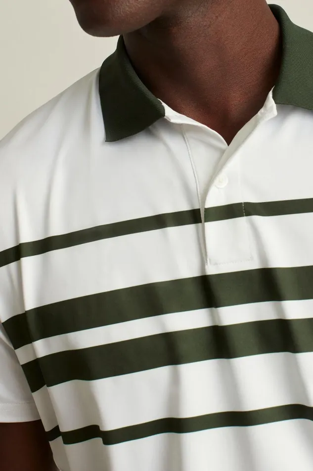 Men Golf Polos and Tops Bonobos The Tour Golf Polo White Duffel Green Stripe