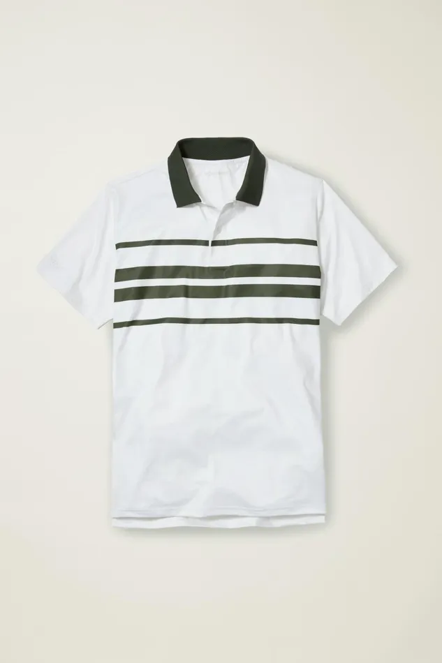 Men Golf Polos and Tops Bonobos The Tour Golf Polo White Duffel Green Stripe