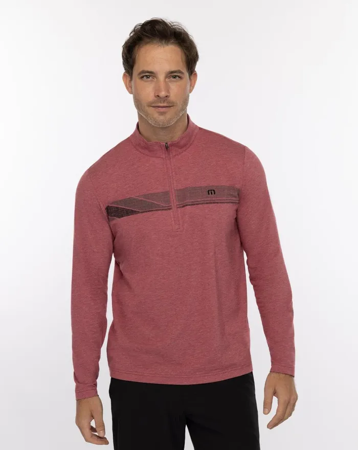 Men Hoodies and Sweatshirts TravisMathew SUNSET SERENADE QUARTER ZIP Heather Earth Red