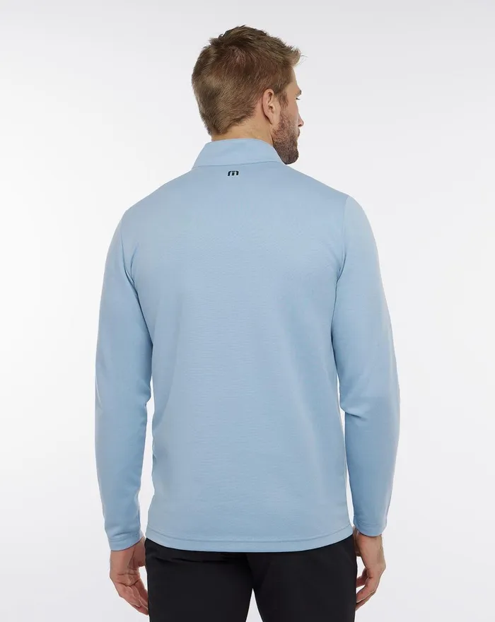 Men Hoodies and Sweatshirts TravisMathew UPGRADED STRIPED QUARTER ZIP Ash Blue Chest Stripe