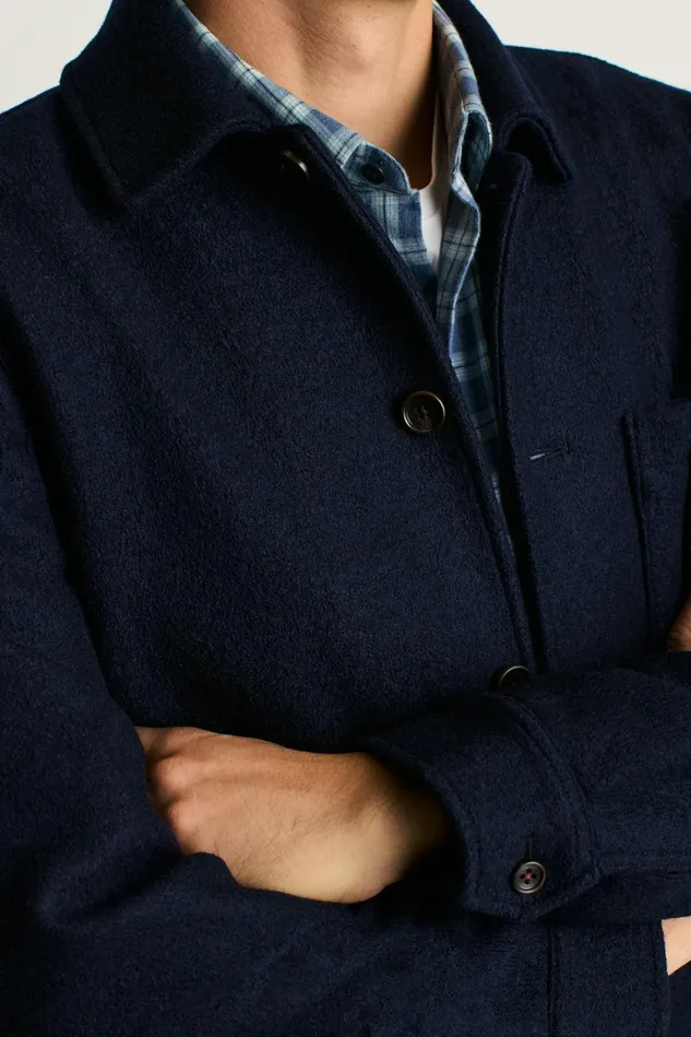 Men Jackets and Coats Bonobos Italian Brushed Wool Chore Jacket Navy Blue