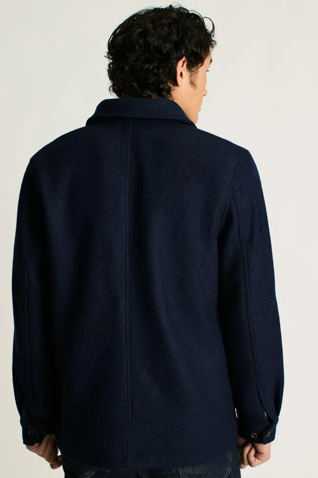 Men Jackets and Coats Bonobos Italian Brushed Wool Chore Jacket Navy Blue