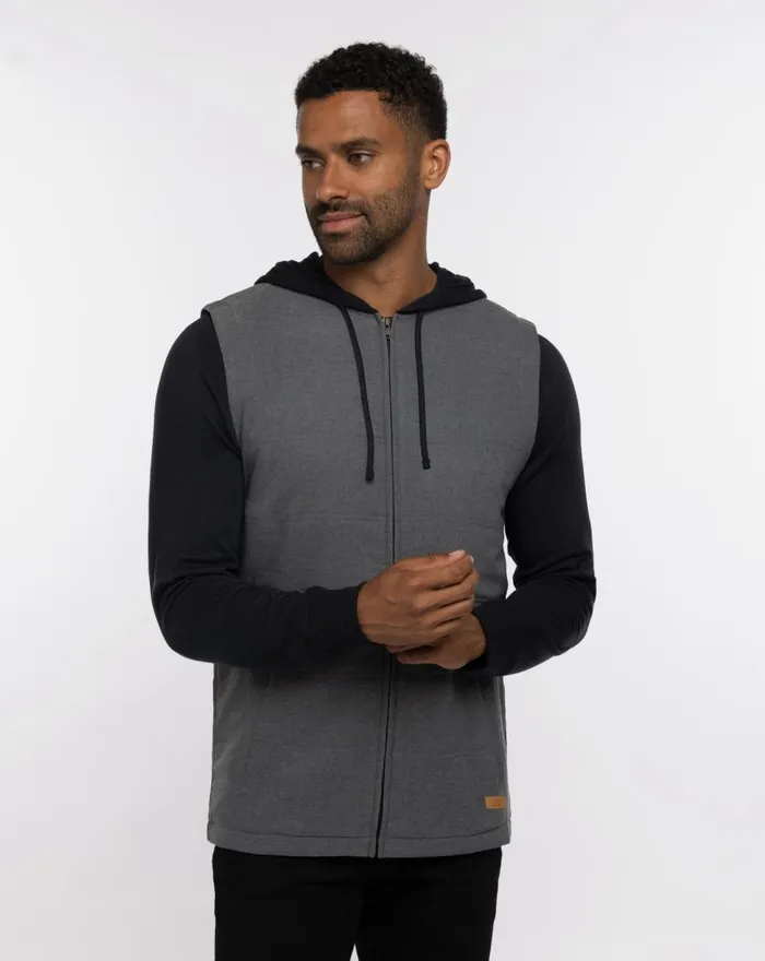 Men Jackets TravisMathew SCAVENGER FULL ZIP HOODIE Heather Dark Grey