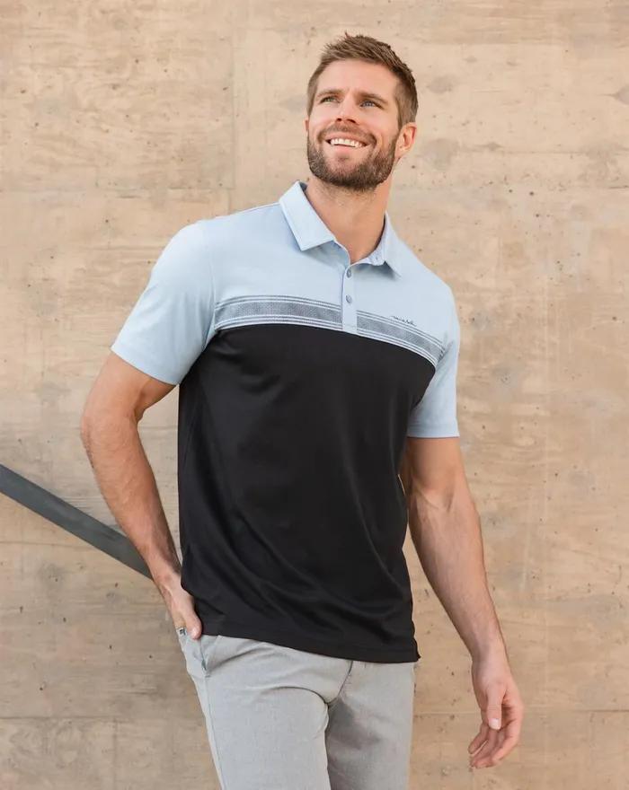 Men Polos TravisMathew CACTI FIELD POLO Heather Bel Air Blue