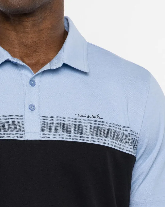 Men Polos TravisMathew CACTI FIELD POLO Heather Bel Air Blue