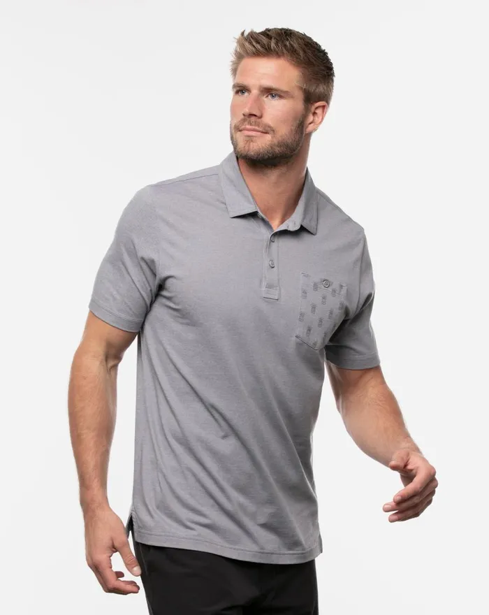 Men Polos TravisMathew CAN CAN POLO Heather Quiet Shade