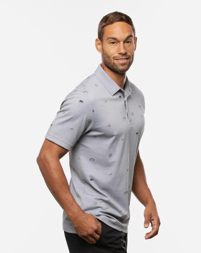 Men Polos TravisMathew DRIVE DOWN POLO Heather Quiet Shade