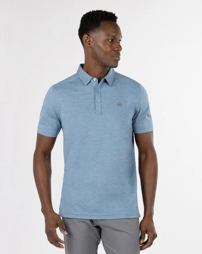 Men Polos TravisMathew HEATING UP GOLF POLO Heather Copen Blue