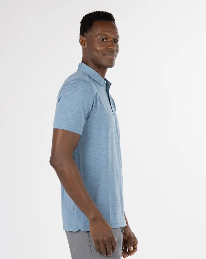 Men Polos TravisMathew HEATING UP GOLF POLO Heather Copen Blue