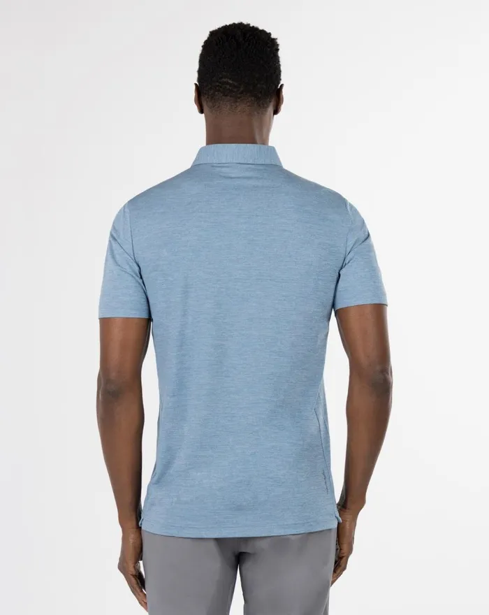 Men Polos TravisMathew HEATING UP GOLF POLO Heather Copen Blue