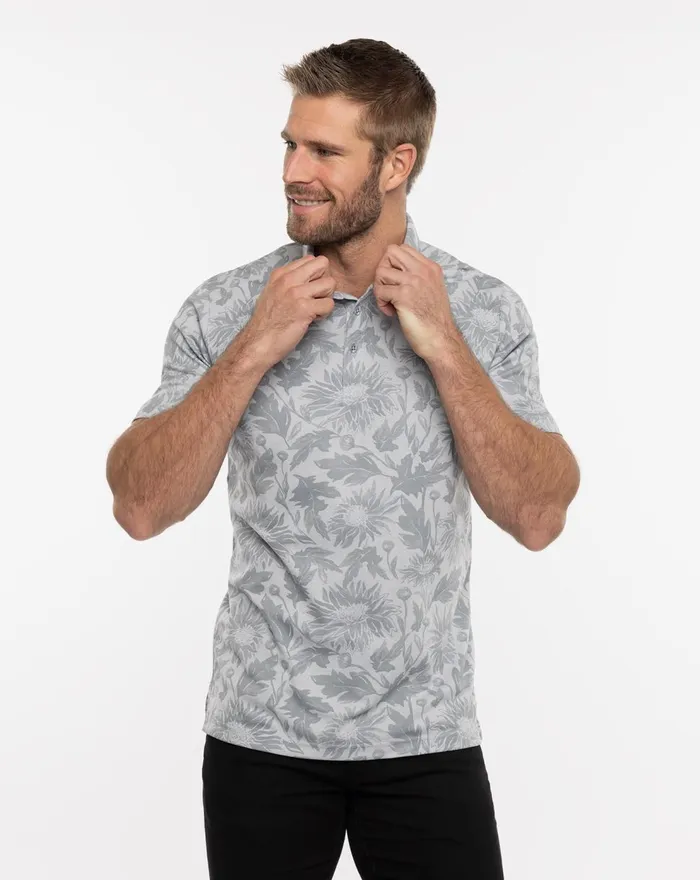 Men Polos TravisMathew I CAN EXPLAIN POLO Heather Light Grey