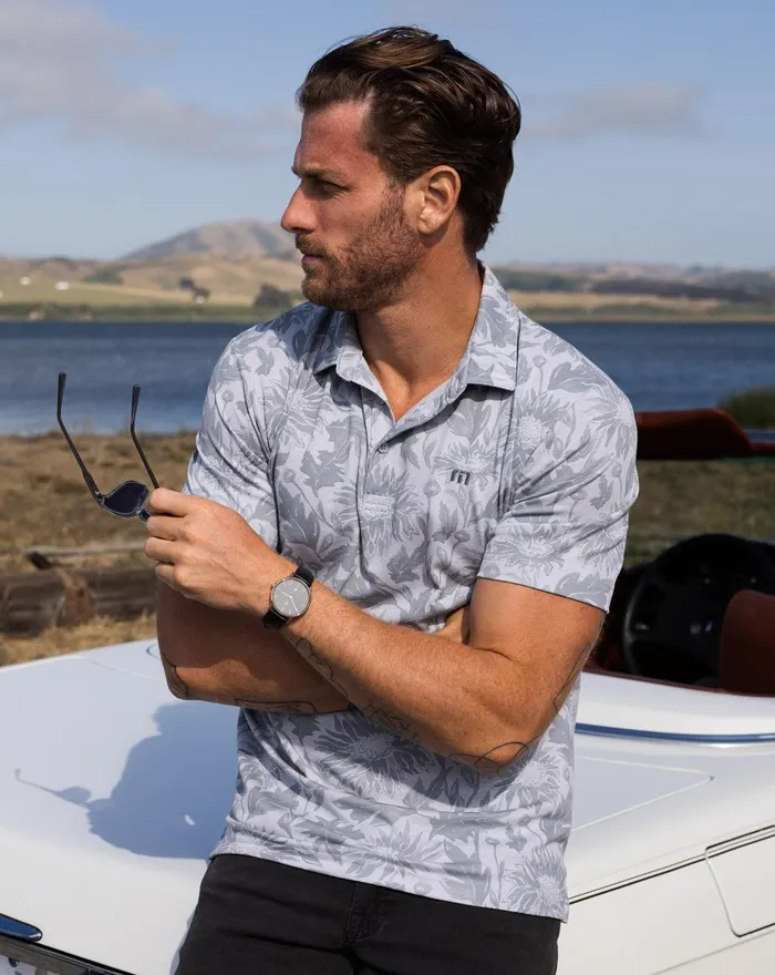 Men Polos TravisMathew I CAN EXPLAIN POLO Heather Light Grey
