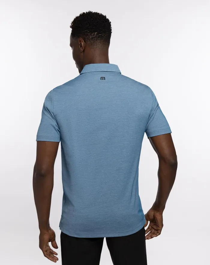 Men Polos TravisMathew ISLAND TRAVELER POLO Heather Mid Blue