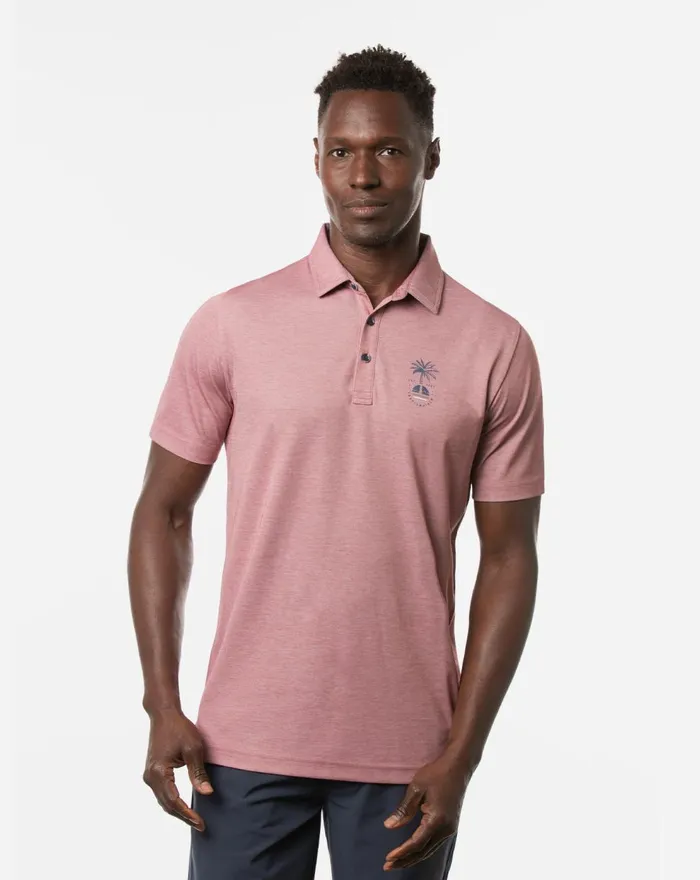 Men Polos TravisMathew LONG WEEKEND POLO Heather Ruby Red