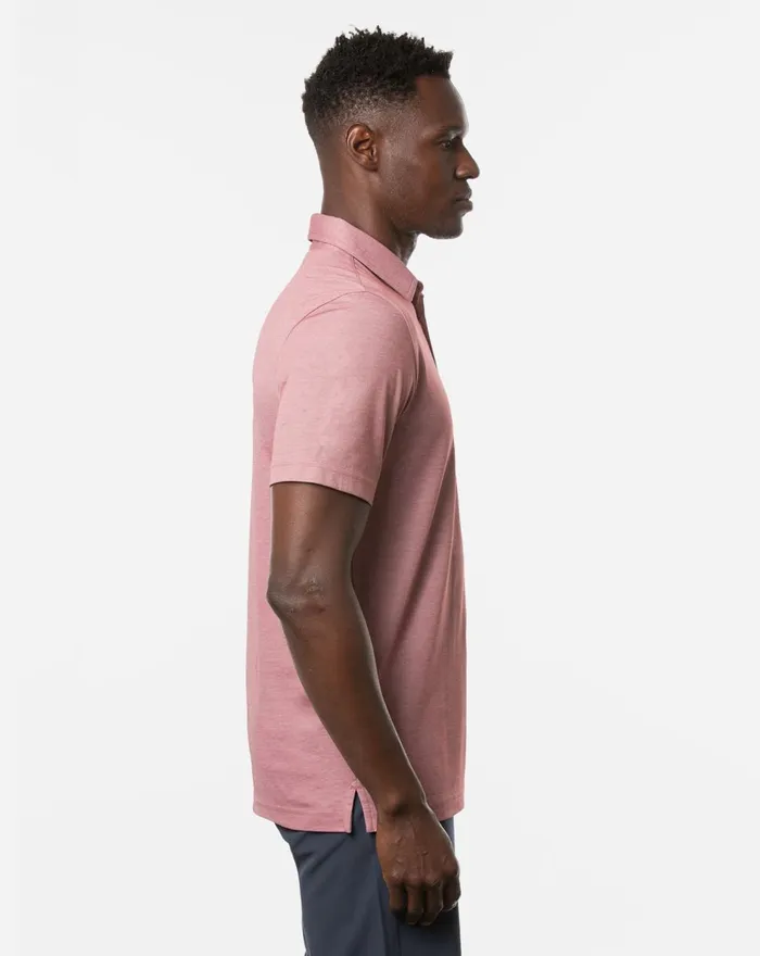 Men Polos TravisMathew LONG WEEKEND POLO Heather Ruby Red