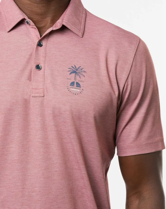 Men Polos TravisMathew LONG WEEKEND POLO Heather Ruby Red