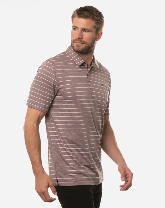 Men Polos TravisMathew MARINI 20 POLO Heather Tawny Port Men Polos TravisMathew MARINI 20 POLO Heather Tawny Port