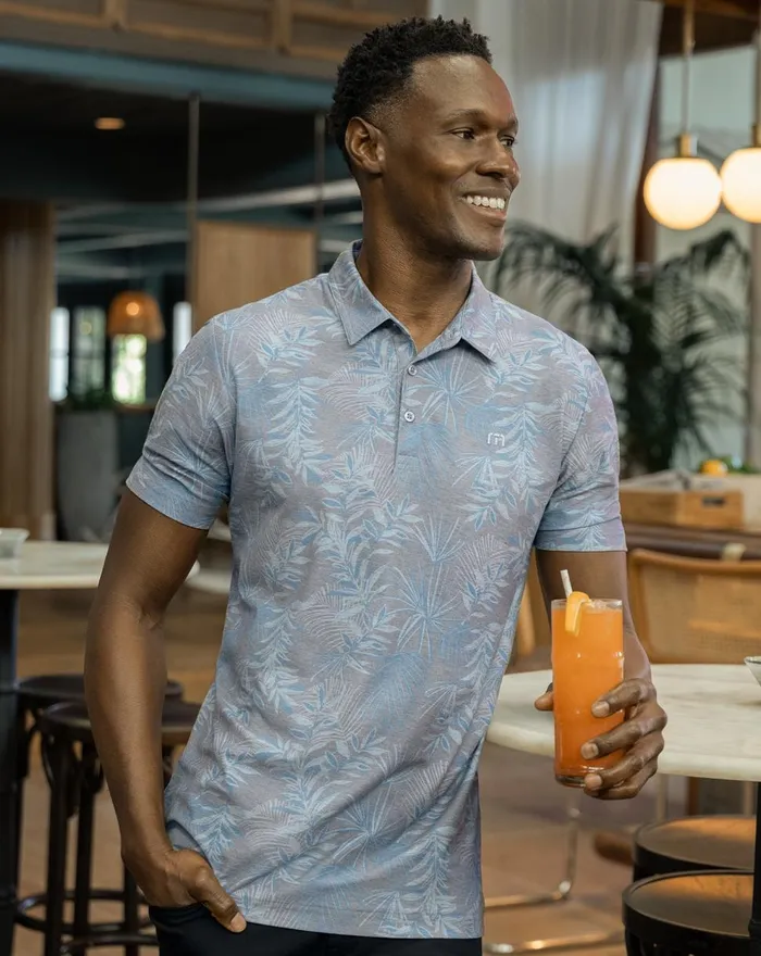 Men Polos TravisMathew PATIO TIME POLO Heather Medium Grey
