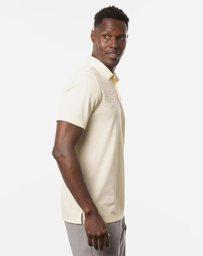 Men Polos TravisMathew PIT BOSS POLO Heather Pale Sunset