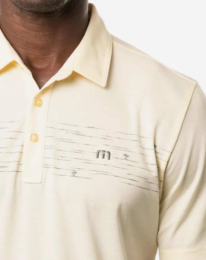 Men Polos TravisMathew PIT BOSS POLO Heather Pale Sunset