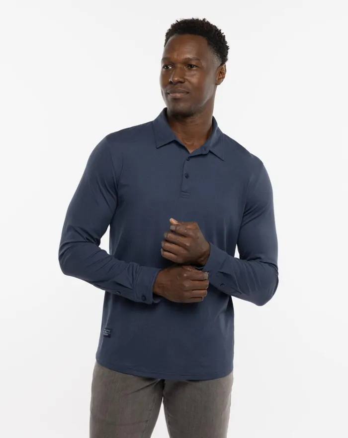 Men Polos TravisMathew STATE ROOM POLO Heather Total Eclipse