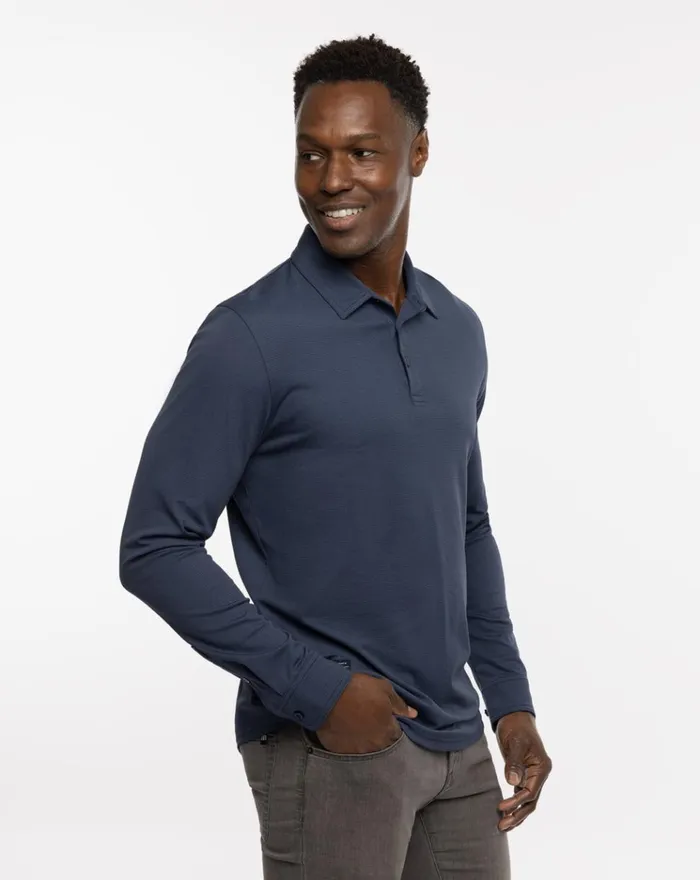 Men Polos TravisMathew STATE ROOM POLO Heather Total Eclipse