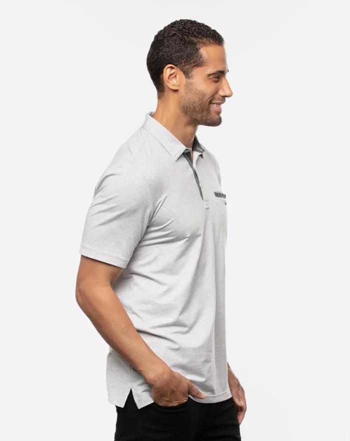 Men Polos TravisMathew THROW DOWN POLO Heather Light Grey
