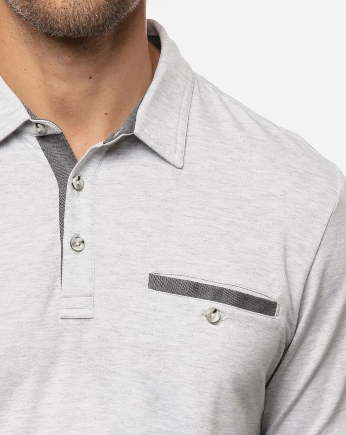 Men Polos TravisMathew THROW DOWN POLO Heather Light Grey