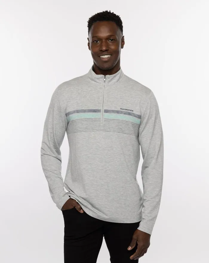 Men Quarter Zips TravisMathew TWIST OF LIME QUARTER ZIP Heather Light Grey